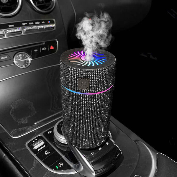 Luxury Rhinestone Car Diffuser Humidifier With LED Light Car Air Purifier Aromatherapy Diffuser Air Freshener Car Accessories