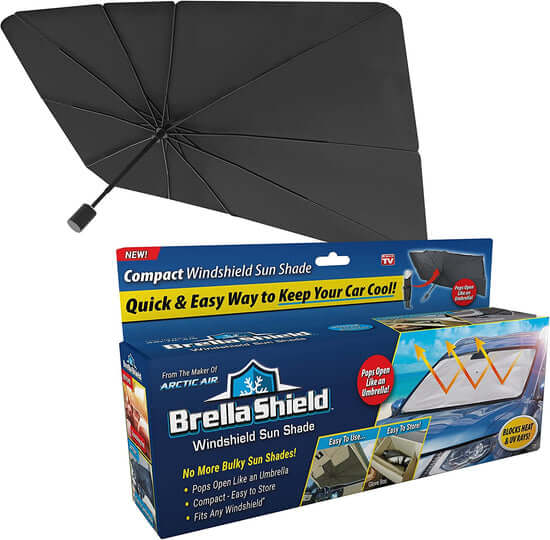 Car Umbrella Car Shade Sun Car Sunshade Foldable, Car Front Windshield Umbrella, Foldable Automotive Windshield Shade for Car Front Window Blocks UV Rays Heat Keep Cool, Velcro Tapered Edge Opening