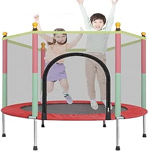 Kids Trampoline with Safety Enclosure Net - 5FT Trampoline for Toddlers Indoor and Outdoor - Parent-Child Interactive Game Fitness Trampoline Toys For Gift